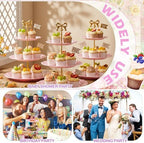3 Pack 3 Tier Serving Tray for Tea Party, Pink, Round in Pink, alternate view 6