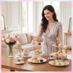 3 Pack 3 Tier Serving Tray for Tea Party, White, Round in White, alternate view 5