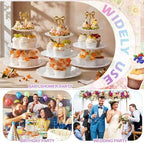 3 Pack 3 Tier Serving Tray for Tea Party, White, Round in White, alternate view 6