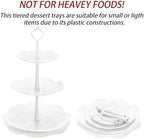 3 Pack 3 Tiers White Plastic Cupcake Stand Dessert Stand Tiered Serving Trays - Round, Square, Flower in White, alternate