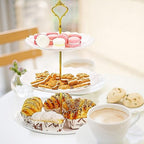 3 Pack 3 Tiers White Plastic Cupcake Stand Dessert Stand Tiered Serving Trays, Embossed Party Serving Trays, alternate view 2