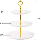 3 Pack 3 Tiers White Plastic Cupcake Stand Dessert Stand Tiered Serving Trays, Embossed Party Serving Trays, alternate view 3