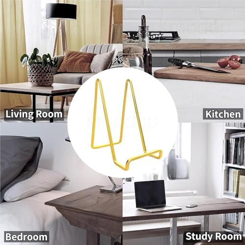 3 Pack 4 inch Metal Plate Stands for Display, Plate Holder Pictures Frame Easel Display Stand, Tabletop Picture, alternate