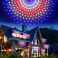 3 Pack 450 LED American Flag Bunting Flags Lights - Super Bright Waterproof USA String Lights for Patriotic