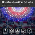 3 Pack 450 LED American Flag Bunting Flags Lights - Super Bright Waterproof USA String Lights for Patriotic, alternate view 2