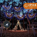 3 Pack 450 LED American Flag Bunting Flags Lights - Super Bright Waterproof USA String Lights for Patriotic, alternate view 3