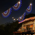 3 Pack 450 LED American Flag Bunting Flags Lights - Super Bright Waterproof USA String Lights for Patriotic, alternate view 7