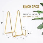 3 Pack 6 Inch Plate Stands for Display, Plate Holder Display Stand in Gold, alternate view 3