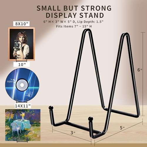 3 Pack 6" Metal Square Plate Stands for Display, Plate Holders Display Stands Can Be Used for Picture Stands, alternate view