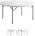 3 Pack! 60" Round Granite White Plastic Folding Banquet Table - Heavy Duty Party Table for Wedding and More