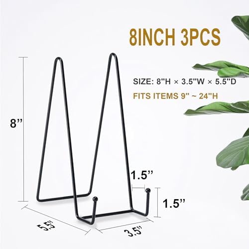 3 Pack 8 Inch Plate Stands for Display, Plate Holder Display Stand in Black, alternate view 3