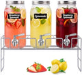 3 Pack 80 oz Glass Beverage Dispenser with Stand, Sliver