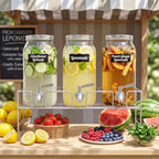 3 Pack 80 oz Glass Beverage Dispenser with Stand, Sliver, alternate view 2
