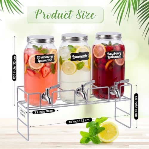 3 Pack 80 oz Glass Beverage Dispenser with Stand, Sliver, alternate view 3