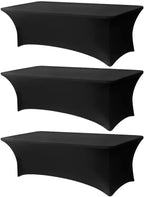 3 Pack 8FT Rectangular Spandex Tablecloth, Wrinkle Resistant Fitted Cover for 96x30 inch Banquet Table Cloth