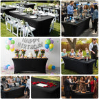 3 Pack 8FT Rectangular Spandex Tablecloth, Wrinkle Resistant Fitted Cover for 96x30 inch Banquet Table Cloth, alternate view