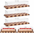 3 Pack Acacia Wood Checkerboard Cake Stand Serving Tray with Acrylic Lid, 15 x 6 x 4 Inches Charcuterie Table