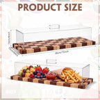 3 Pack Acacia Wood Checkerboard Cake Stand Serving Tray with Acrylic Lid, 15 x 6 x 4 Inches Charcuterie Table, alternate view