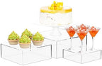 3 Pack Acrylic Cube Risers Acrylic Boxes for Food Buffet Risers Decorative Stands 6IN To 10IN with Hollow