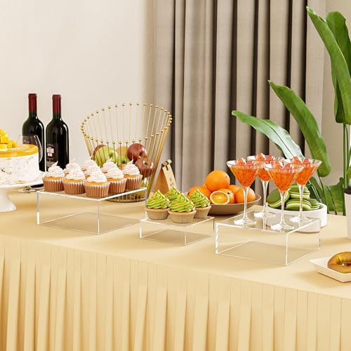 3 Pack Acrylic Cube Risers Acrylic Boxes for Food Buffet Risers Decorative Stands 6IN To 10IN with Hollow, alternate view 2