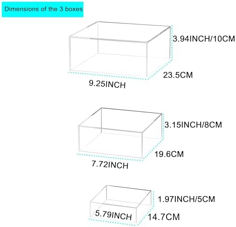 3 Pack Acrylic Cube Risers Acrylic Boxes for Food Buffet Risers Decorative Stands 6IN To 10IN with Hollow, alternate view 3