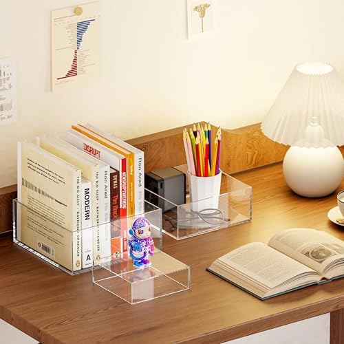 3 Pack Acrylic Cube Risers Acrylic Boxes for Food Buffet Risers Decorative Stands 6IN To 10IN with Hollow, alternate view 4