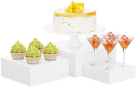 3 Pack Acrylic Cube Risers Acrylic Boxes for Food Buffet Risers Decorative Stands 6IN To 10IN with Hollow