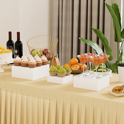 3 Pack Acrylic Cube Risers Acrylic Boxes for Food Buffet Risers Decorative Stands 6IN To 10IN with Hollow, alternate view 2