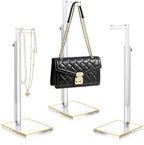 3-Pack Acrylic Purse Display Stands, 14"-24" Adjustable Handbag Holder in Clear