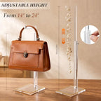 3-Pack Acrylic Purse Display Stands, 14"-24" Adjustable Handbag Holder in Clear, alternate view 3