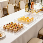 3 Pack Acrylic Serving Trays for Party, 11.6 x 11.6 Inch Clear Scalloped Serving Platters for Dessert Coffee, alternate view