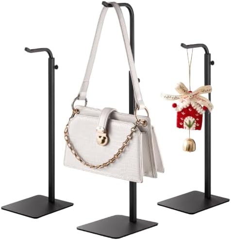 3-Pack Adjustable Table Banner Stands & Purse Holders, Black in Black