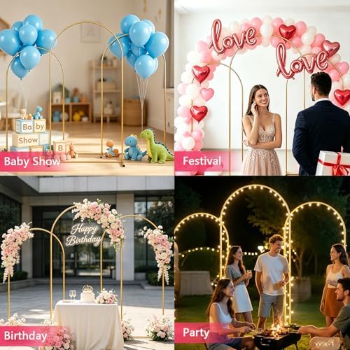 3 Pack Arch Backdrop Stand(7.2FT/6.6FT/6FT) Balloon Arch Stand, alternate view 5