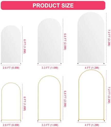 3 Pack Arch Backdrop Stand and Cover Set (7.2/6.6/6FT) Balloon Arch Stand, alternate view 3