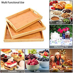 3 Pack Bamboo Serving Trays with Handles, Wooden Food Trays (Beige) in Beige, alternate view 5