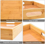3 Pack Bamboo Serving Trays with Handles, Wooden Food Trays (Beige) in Beige, alternate view 6