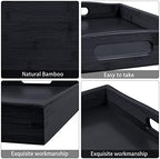 3 Pack Bamboo Serving Trays with Handles, Wooden Food Trays (Black in Black, alternate view 6