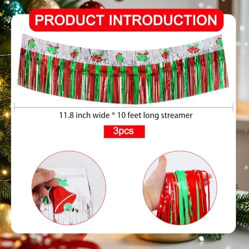 3 Pack Bell Foil Fringe Garland 30ft Wall Tinsel Banner in Bell, alternate view 2