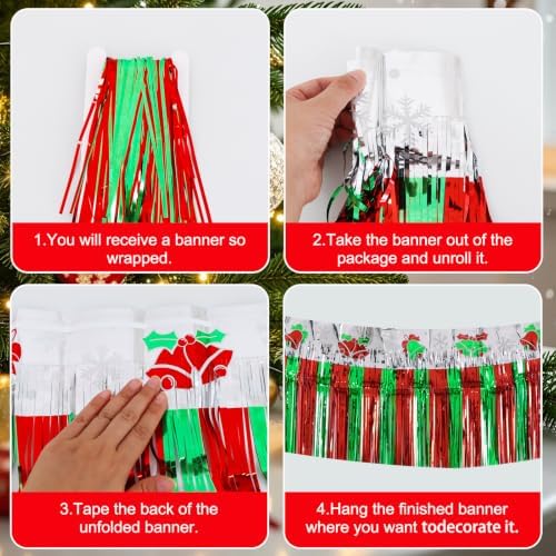 3 Pack Bell Foil Fringe Garland 30ft Wall Tinsel Banner in Bell, alternate view 3
