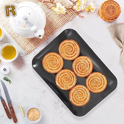 3 Pack Black Plastic Serving Trays for Party - Black Serving Tray 8 x 11 Inch - Heavy Duty Dessert Trays for, alternate view