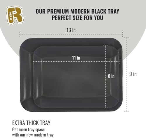 3 Pack Black Plastic Serving Trays for Party - Black Serving Tray 8 x 11 Inch - Heavy Duty Dessert Trays for, alternate view