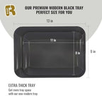 3 Pack Black Plastic Serving Trays for Party - Black Serving Tray 8 x 11 Inch - Heavy Duty Dessert Trays for, alternate view