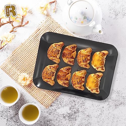 3 Pack Black Plastic Serving Trays for Party - Black Serving Tray 8 x 11 Inch - Heavy Duty Dessert Trays for, alternate view