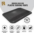 3 Pack Black Plastic Serving Trays for Party - Black Serving Tray 8 x 11 Inch - Heavy Duty Dessert Trays for, alternate view