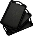 3 Pack Black Plastic Serving Trays with Handles, 16" x 11" in 16 x 11IN in Black