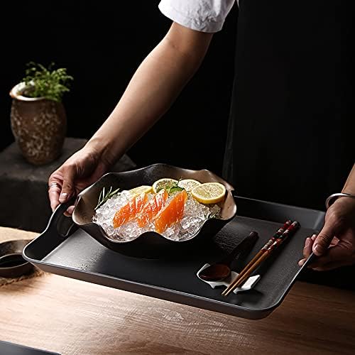 3 Pack Black Plastic Serving Trays with Handles, 16" x 11" in 16 x 11IN in Black, alternate view 2
