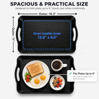 3 Pack Black Plastic Serving Trays with Handles, 16" x 11" in 16 x 11IN in Black, alternate view 3