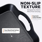 3 Pack Black Plastic Serving Trays with Handles, 16" x 11" in 16 x 11IN in Black, alternate view 4