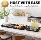 3 Pack Black Plastic Serving Trays with Handles, 16" x 11" in 16 x 11IN in Black, alternate view 5