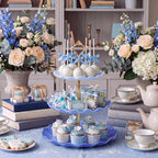 3 Pack Blue Cupcake Stands, Round 3-Tier Gradient Serving Tray, Plastic Dessert Table Display Tower for Wedding, alternate